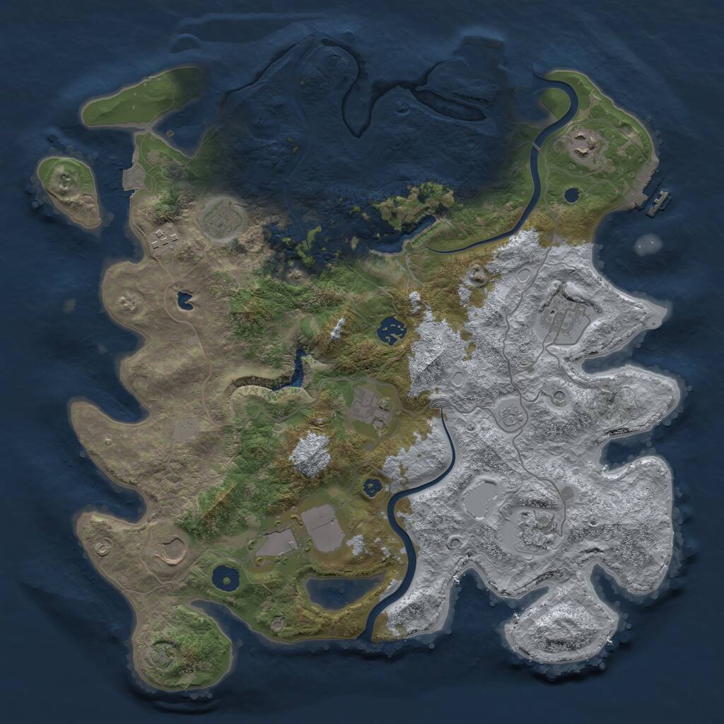Rust Map: Procedural Map, Size: 4000, Seed: 555432, 15 Monuments
