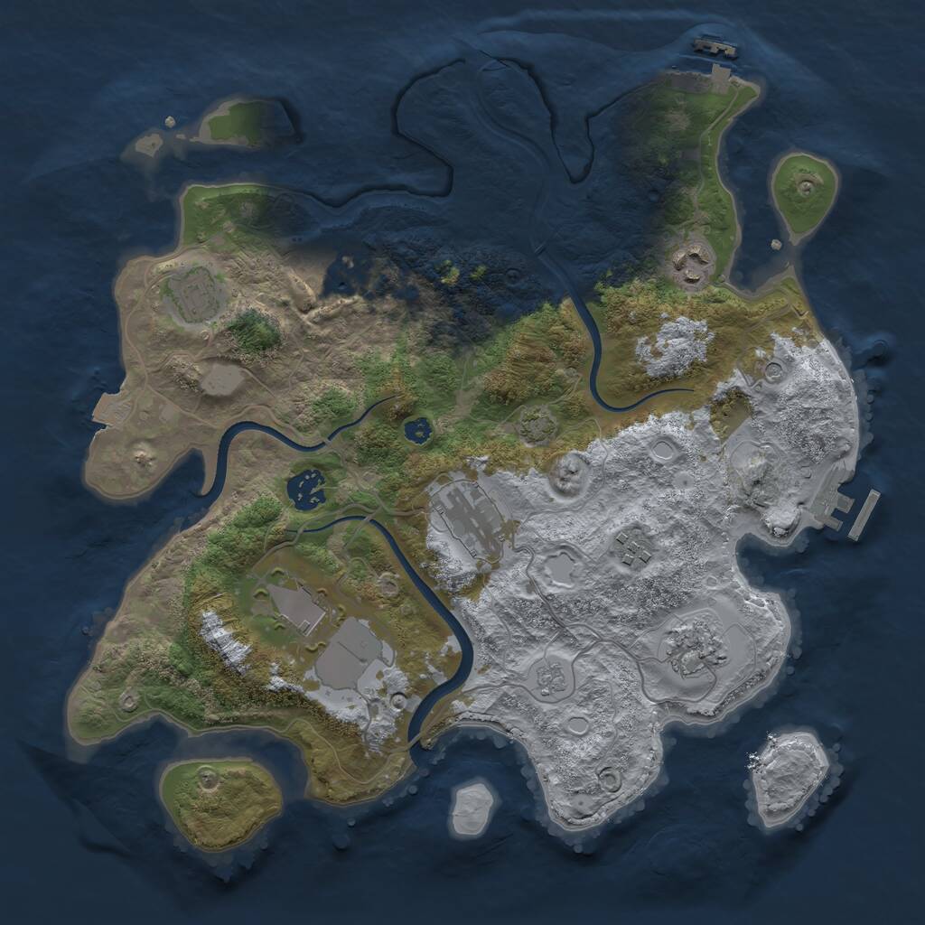 Rust Map: Procedural Map, Size: 3500, Seed: 46594, 14 Monuments