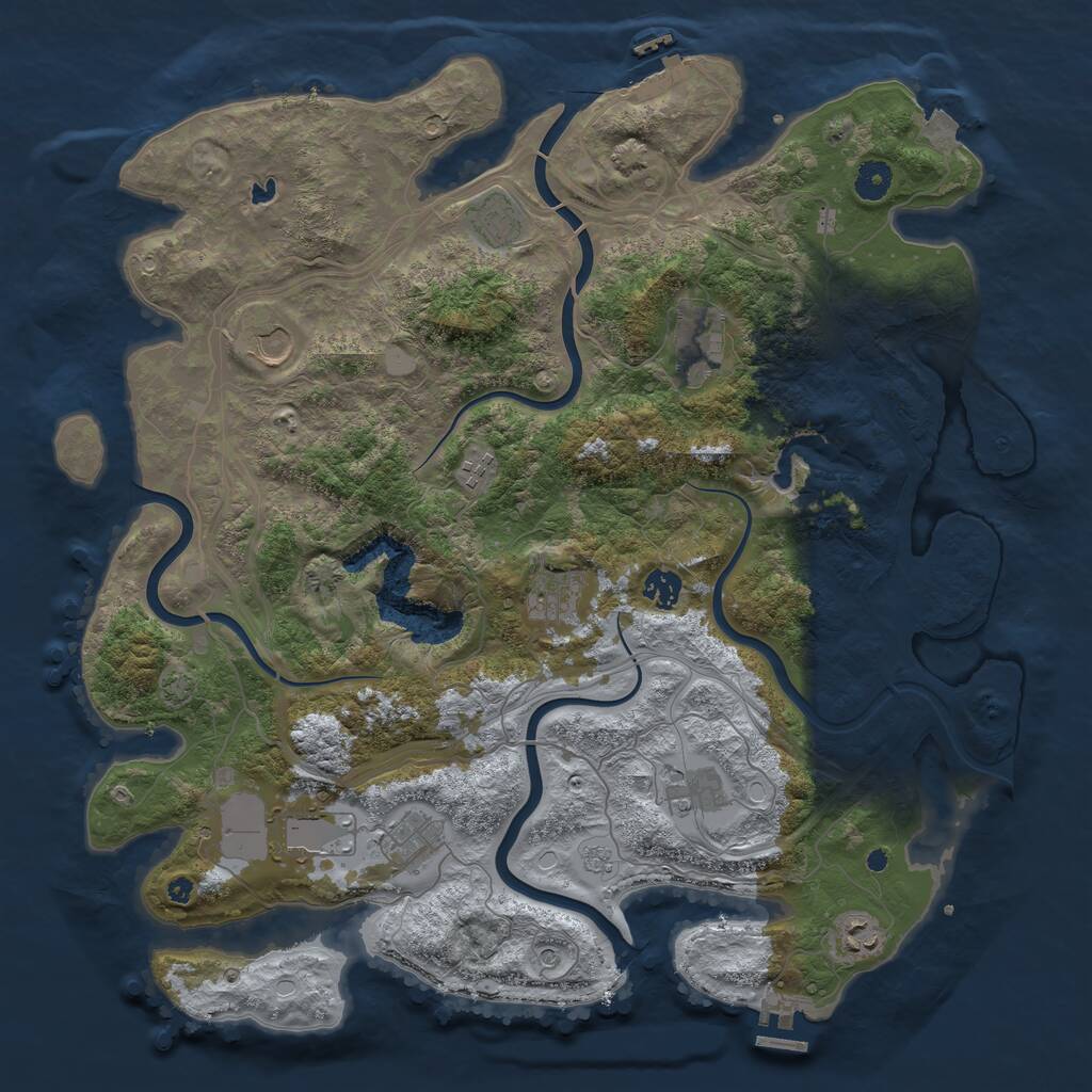 Rust Map: Procedural Map, Size: 4250, Seed: 1687391682, 16 Monuments