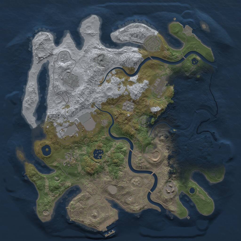 Rust Map: Procedural Map, Size: 3500, Seed: 1056139526, 15 Monuments