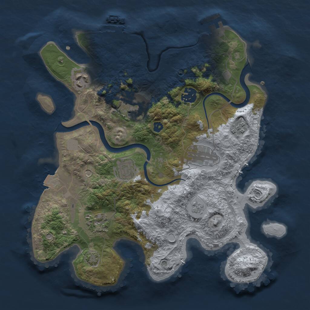 Rust Map: Procedural Map, Size: 3000, Seed: 2151221, 13 Monuments