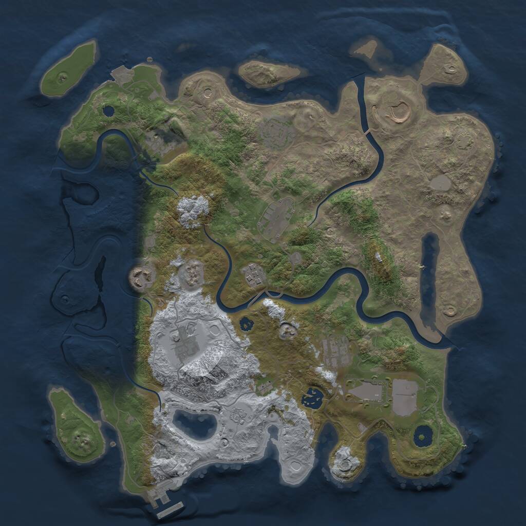 Rust Map: Procedural Map, Size: 3750, Seed: 1418065697, 15 Monuments