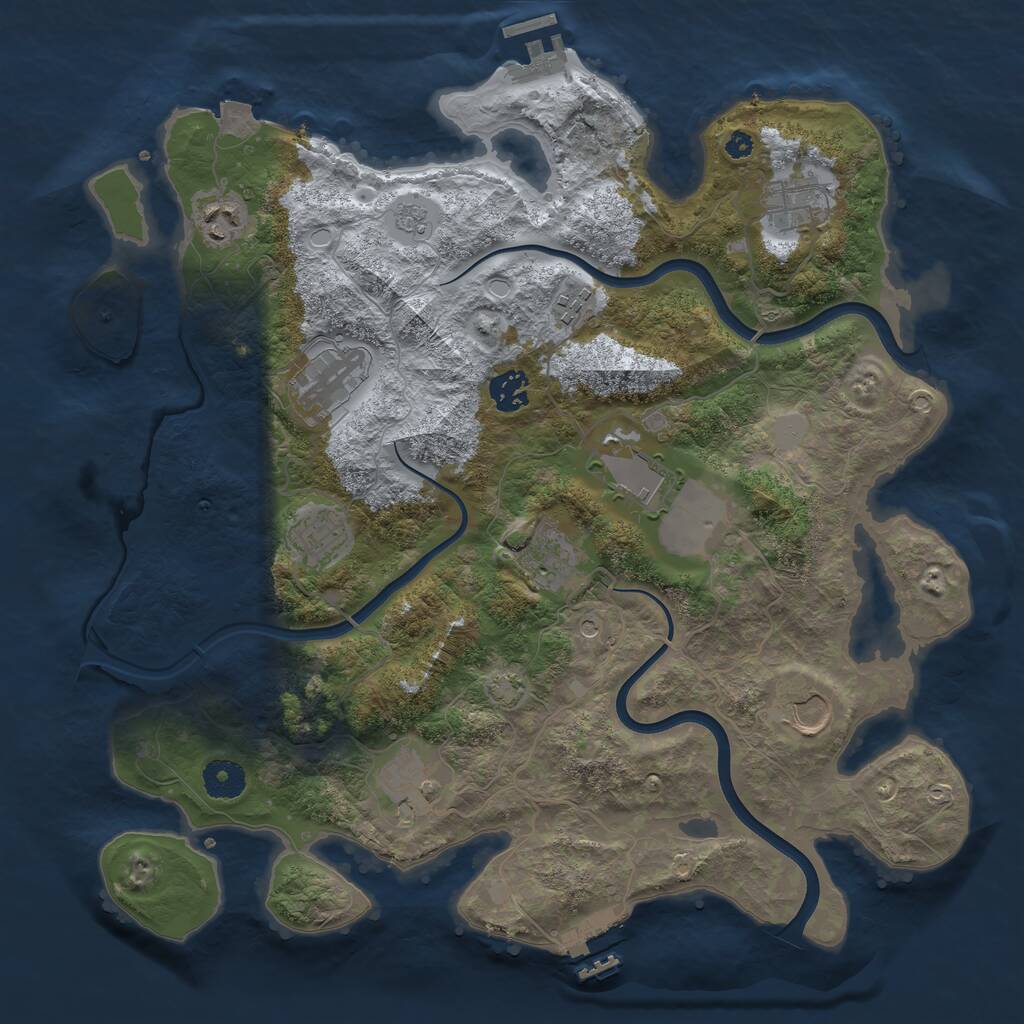 Rust Map: Procedural Map, Size: 3750, Seed: 622281, 16 Monuments