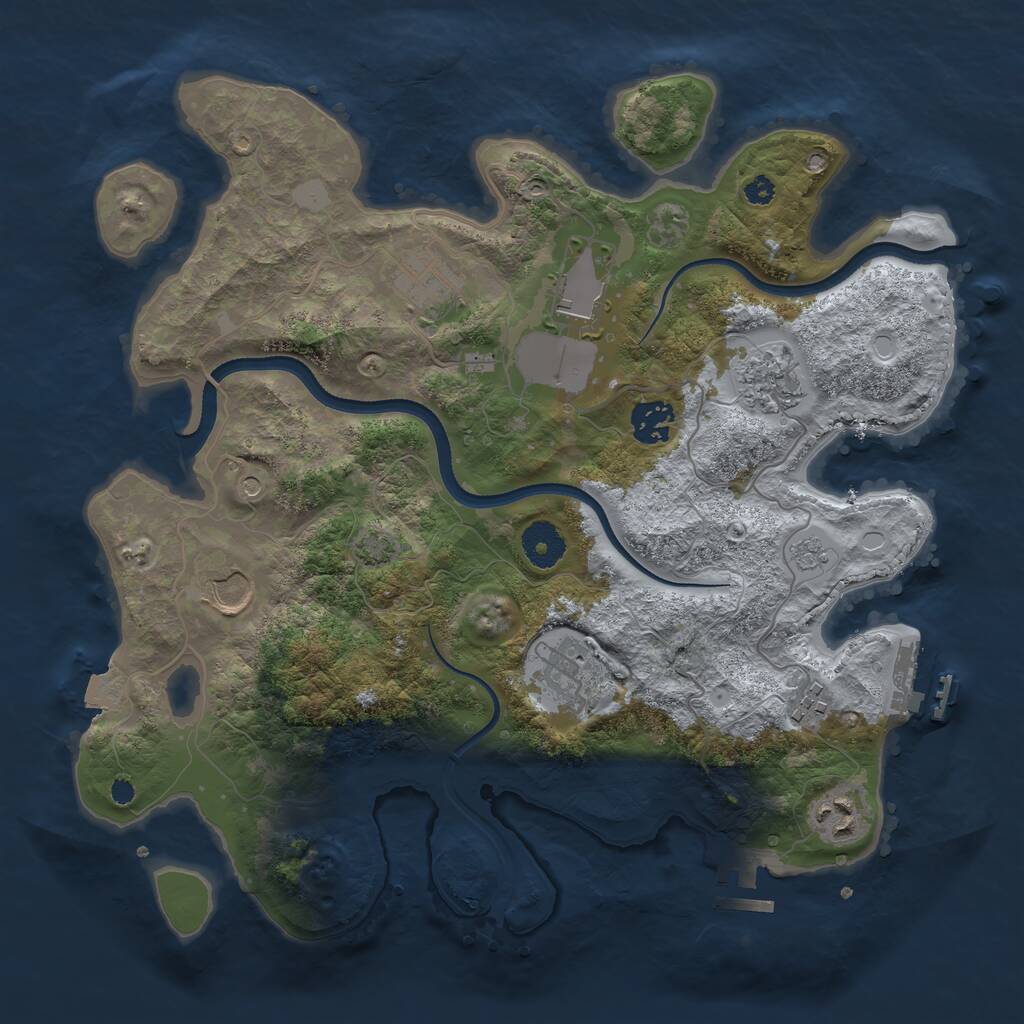 Rust Map: Procedural Map, Size: 3500, Seed: 2052281820, 14 Monuments