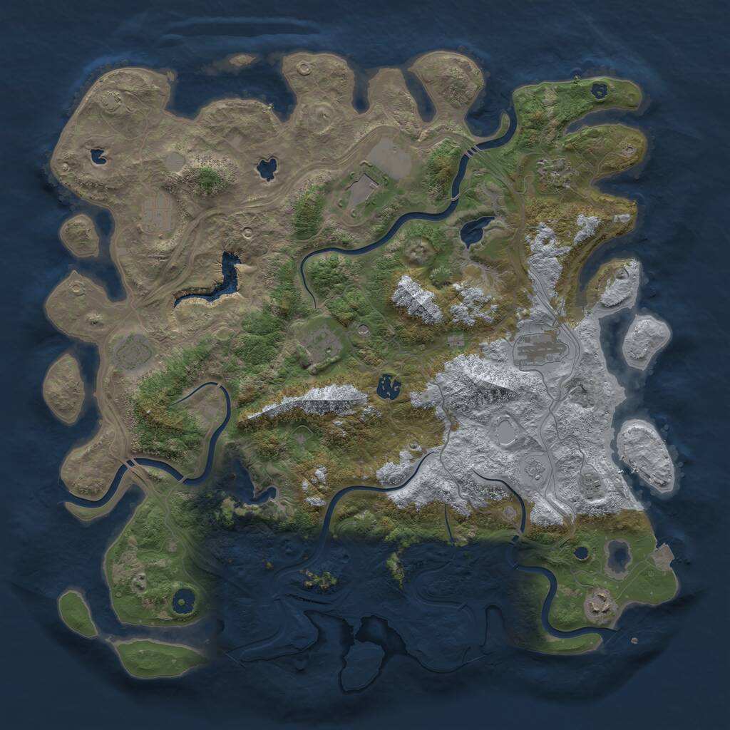Rust Map: Procedural Map, Size: 4500, Seed: 1267630275, 13 Monuments