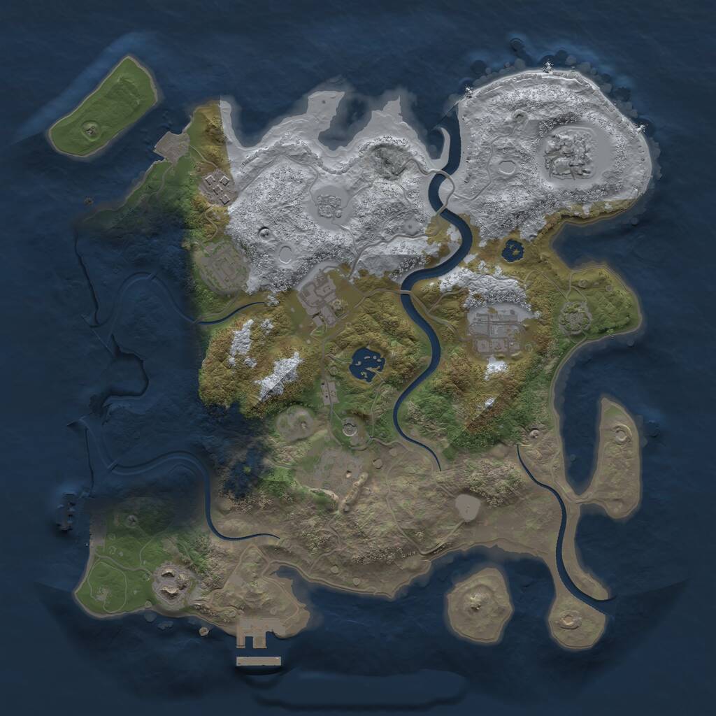 Rust Map: Procedural Map, Size: 3250, Seed: 1909658756, 14 Monuments