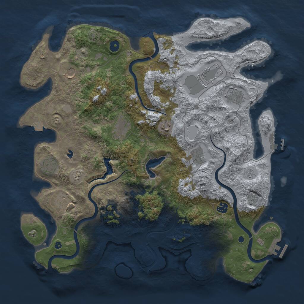 Rust Map: Procedural Map, Size: 4200, Seed: 250000, 16 Monuments