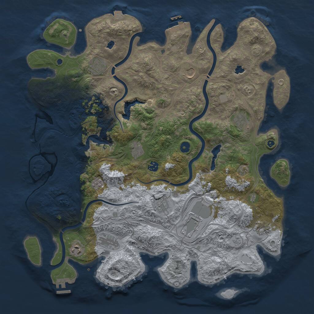 Rust Map: Procedural Map, Size: 4500, Seed: 1791737749, 17 Monuments