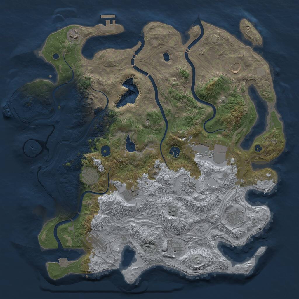 Rust Map: Procedural Map, Size: 4250, Seed: 1308716478, 17 Monuments