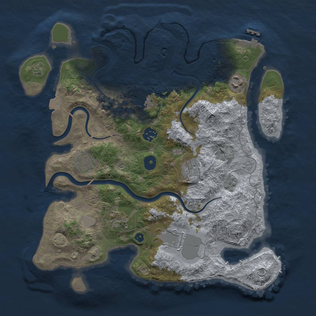 Rust Map: Procedural Map, Size: 3500, Seed: 704777423, 13 Monuments