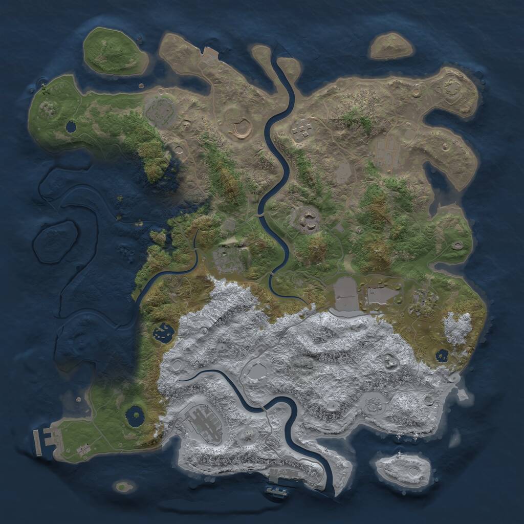 Rust Map: Procedural Map, Size: 3999, Seed: 1889046194, 16 Monuments