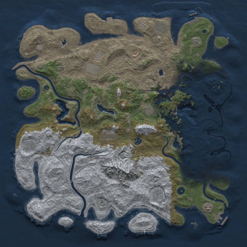 Rust Map: Procedural Map, Size: 5000, Seed: 780955, 17 Monuments