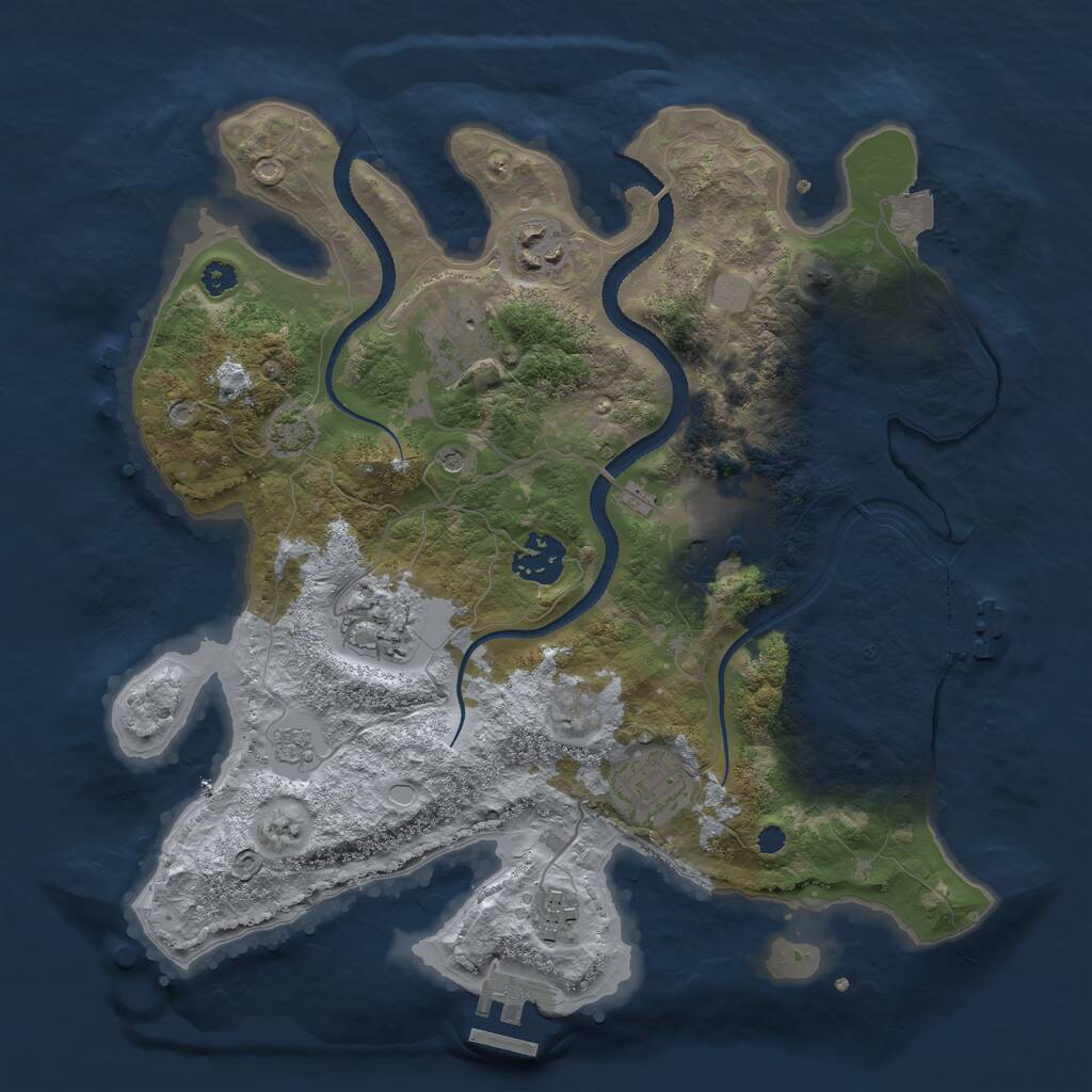 Rust Map: Procedural Map, Size: 3200, Seed: 481975, 13 Monuments
