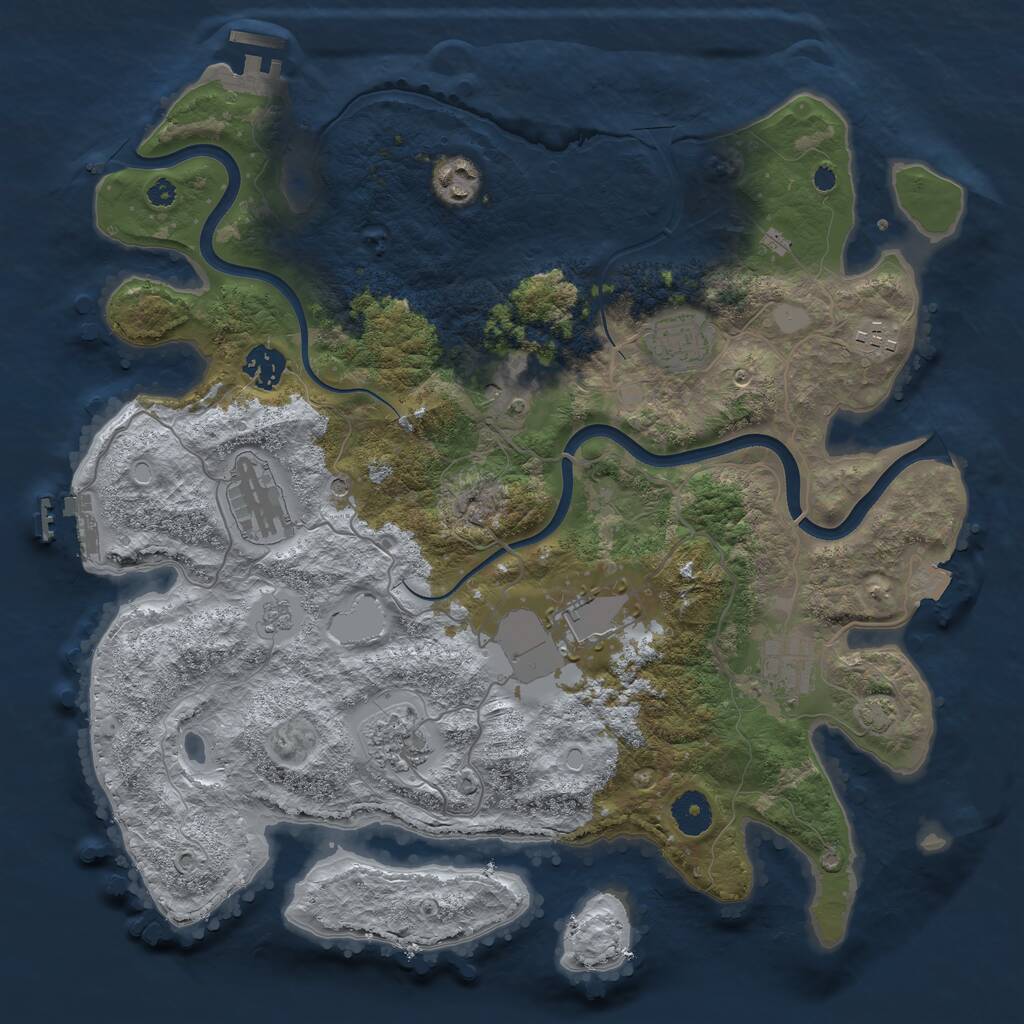 Rust Map: Procedural Map, Size: 3700, Seed: 1231251350, 15 Monuments