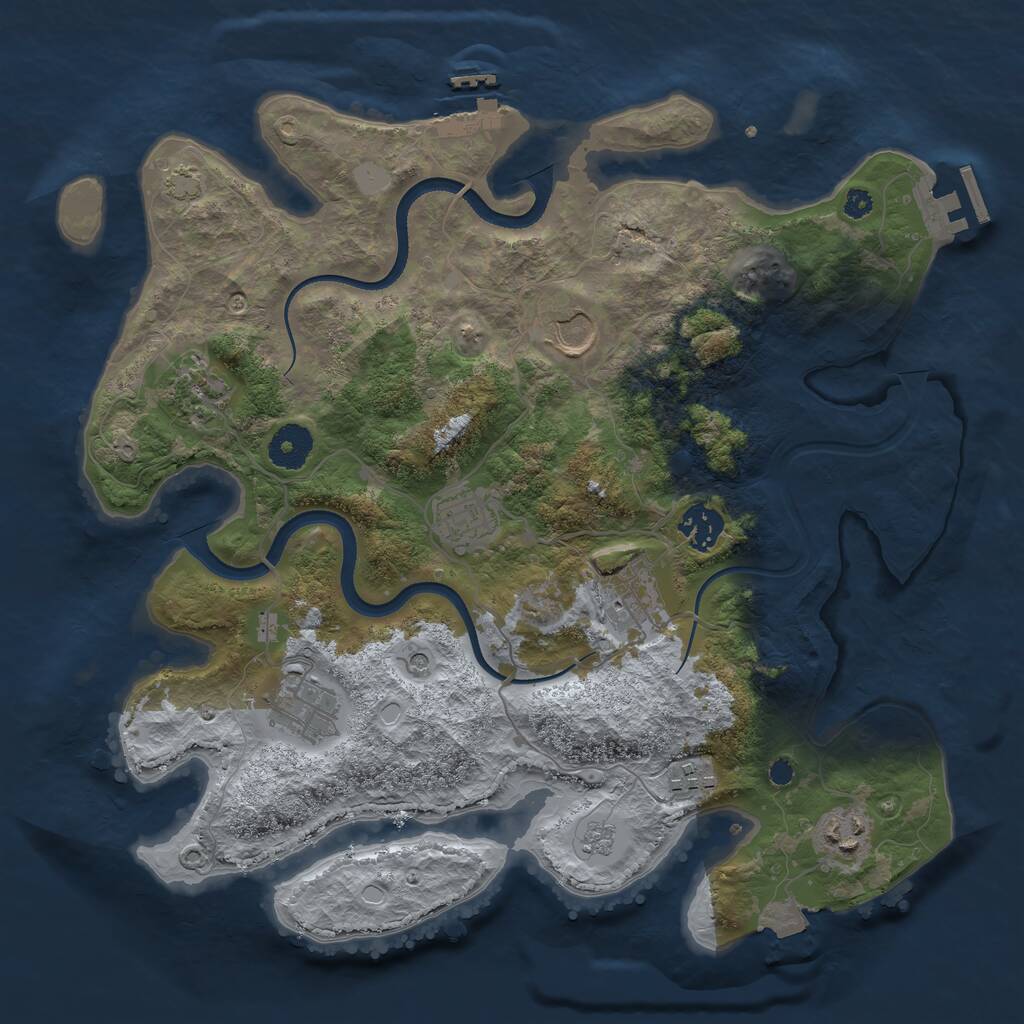 Rust Map: Procedural Map, Size: 3500, Seed: 275205371, 14 Monuments