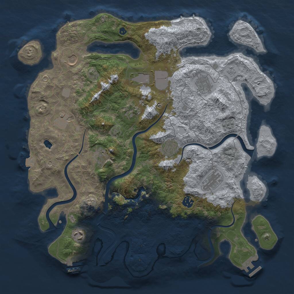 Rust Map: Procedural Map, Size: 4000, Seed: 387071309, 17 Monuments