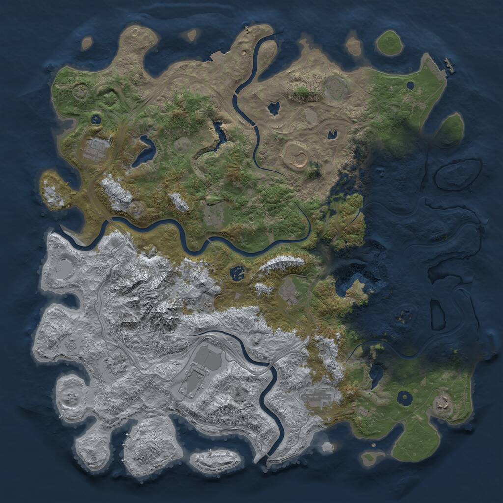 Rust Map: Procedural Map, Size: 5000, Seed: 71755, 17 Monuments