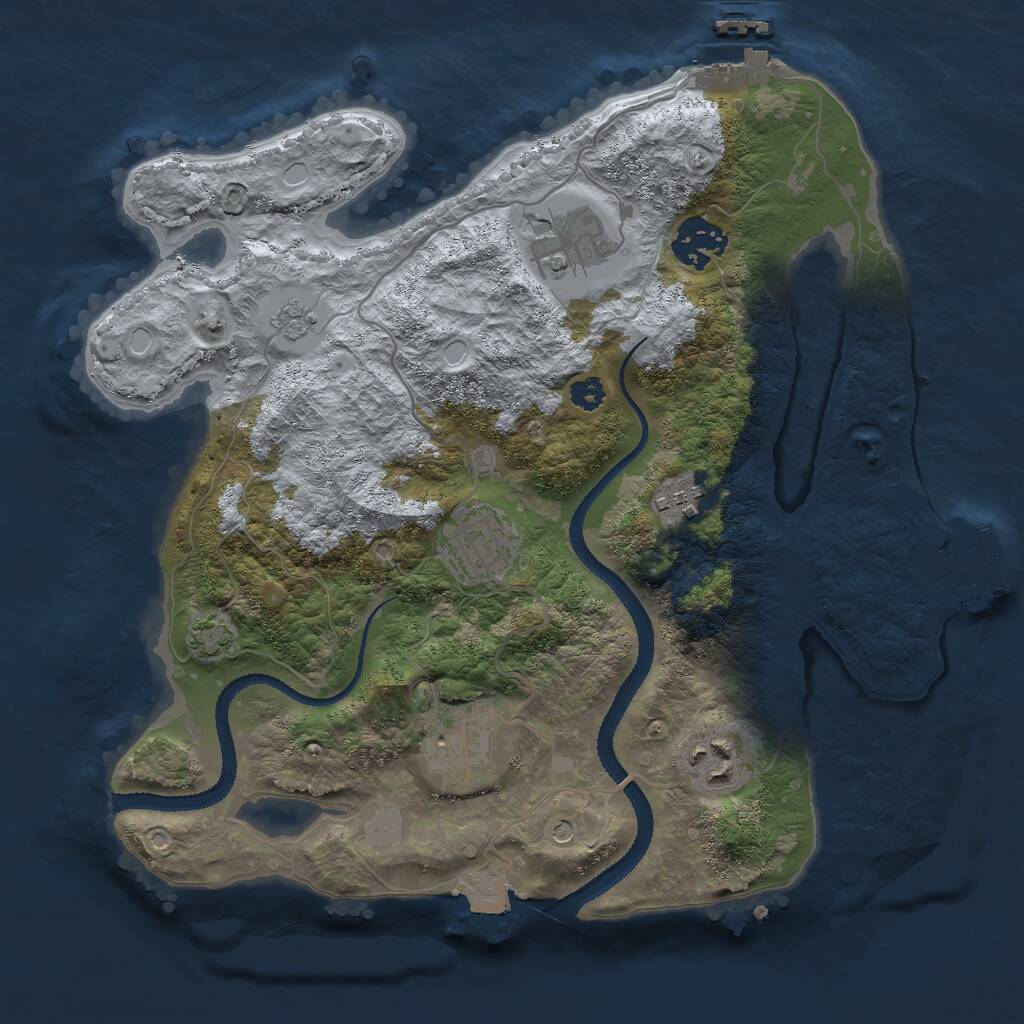 Rust Map: Procedural Map, Size: 3000, Seed: 1336893474, 12 Monuments