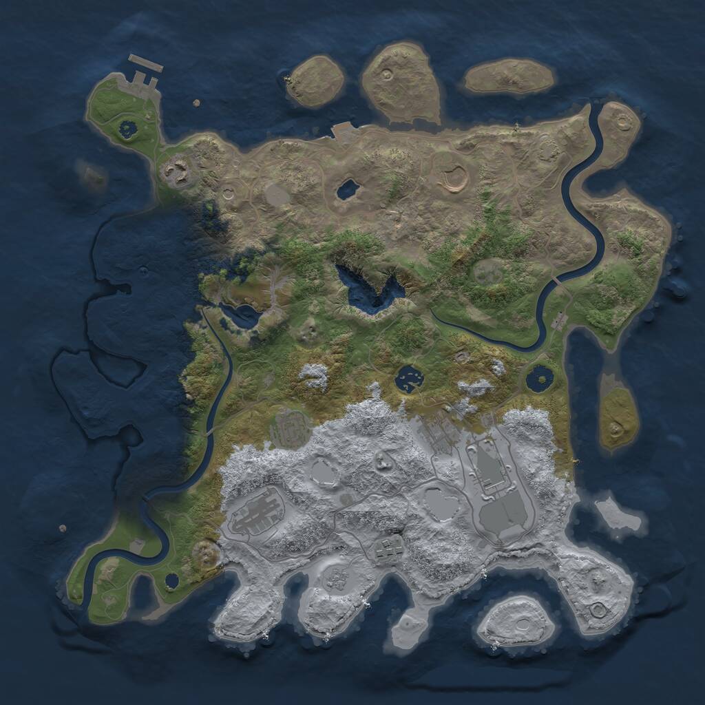 Rust Map: Procedural Map, Size: 4000, Seed: 2723, 13 Monuments