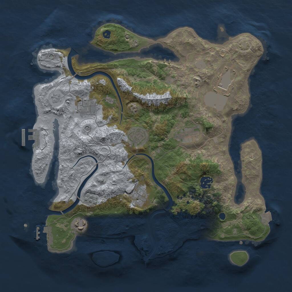Rust Map: Procedural Map, Size: 3500, Seed: 335419181, 14 Monuments