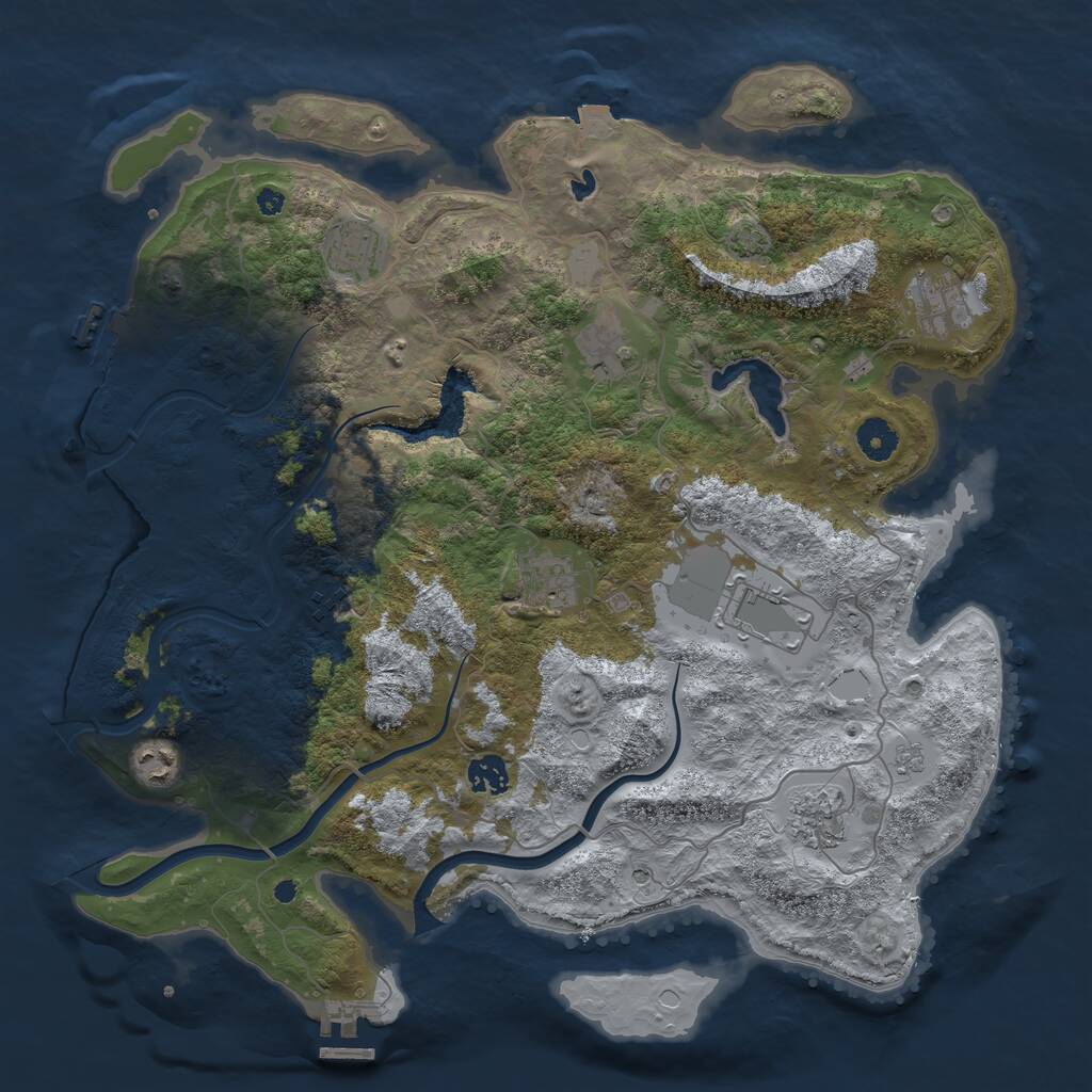 Rust Map: Procedural Map, Size: 4000, Seed: 1120070207, 15 Monuments