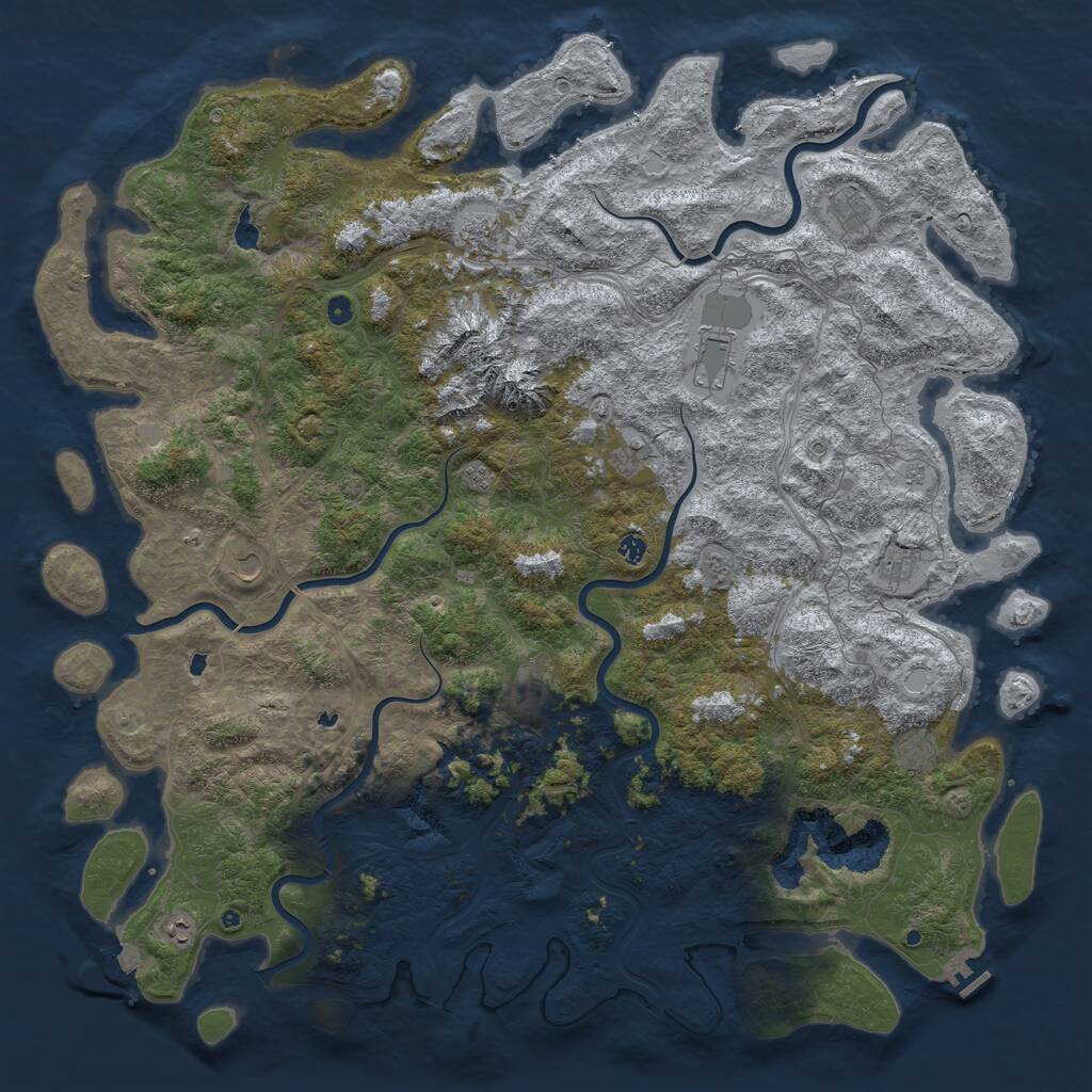 Rust Map: Procedural Map, Size: 6000, Seed: 110283966, 16 Monuments