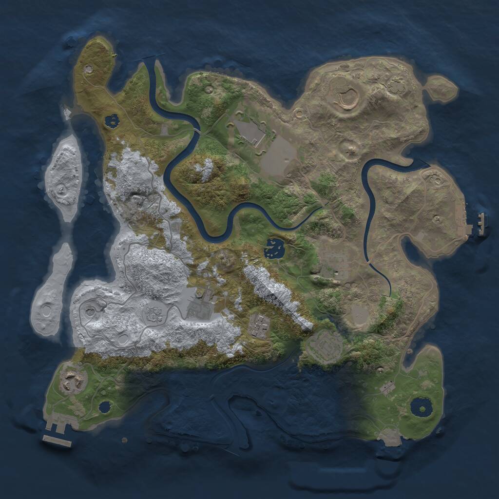 Rust Map: Procedural Map, Size: 3500, Seed: 482917, 14 Monuments