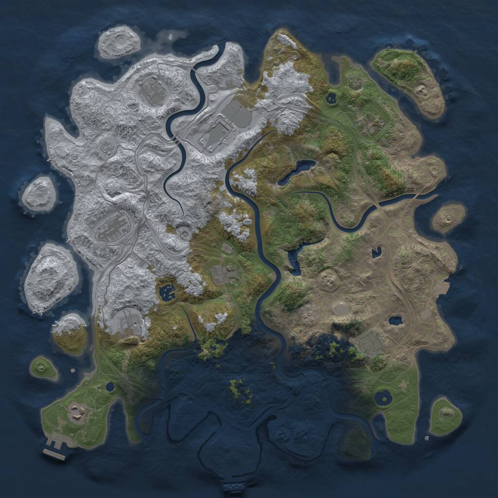 Rust Map: Procedural Map, Size: 4500, Seed: 2107223155, 16 Monuments
