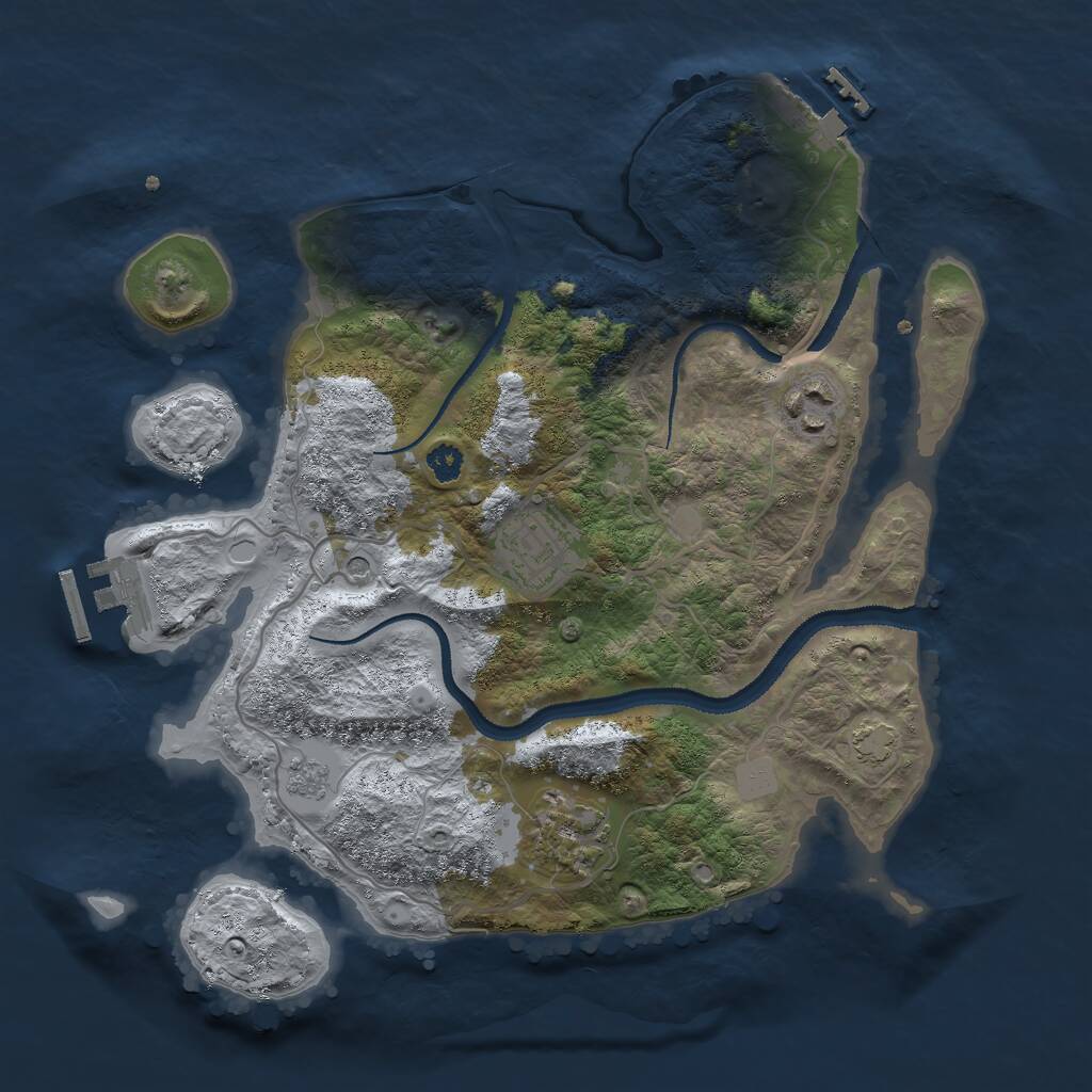 Rust Map: Procedural Map, Size: 3000, Seed: 65344712, 9 Monuments