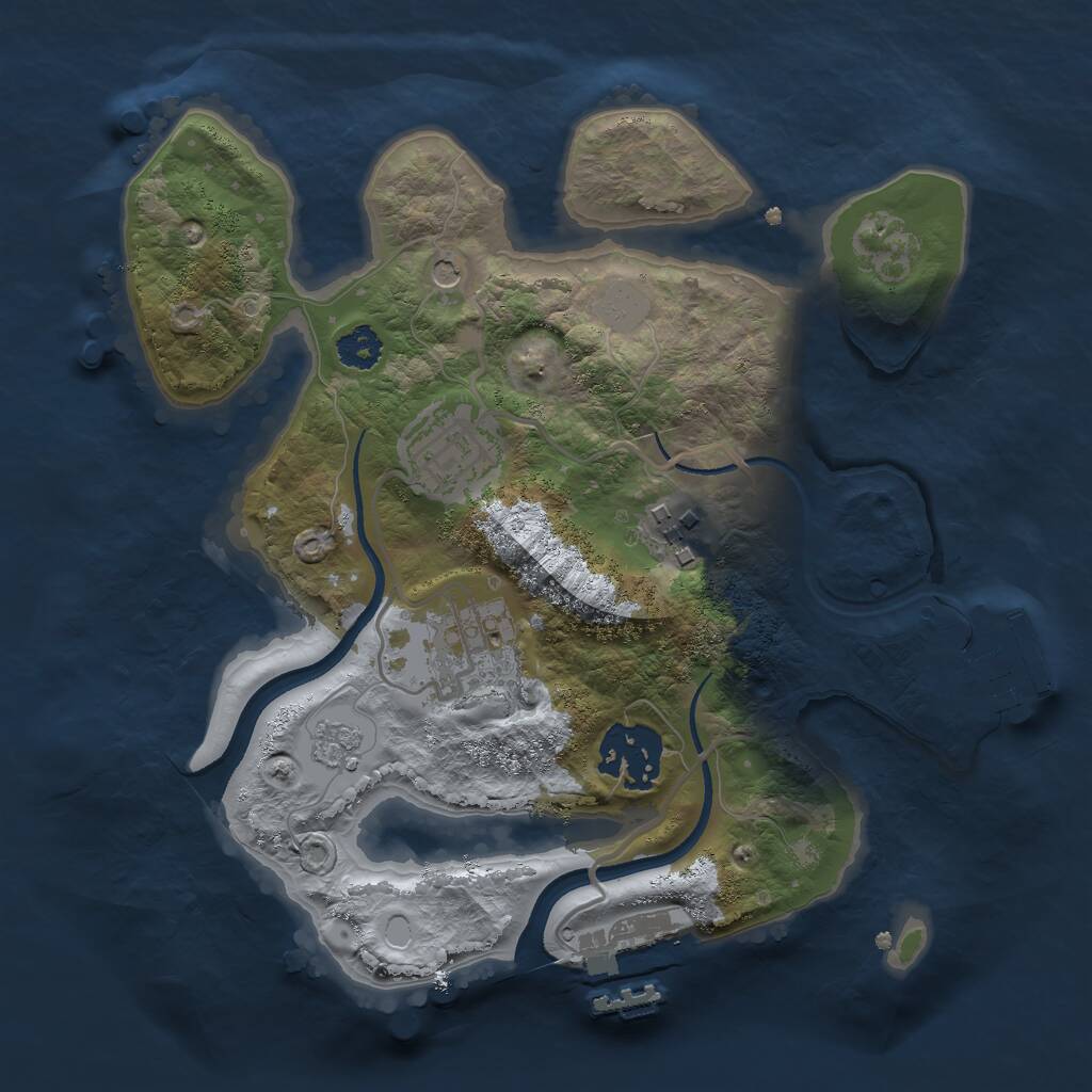 Rust Map: Procedural Map, Size: 2500, Seed: 697022235, 9 Monuments