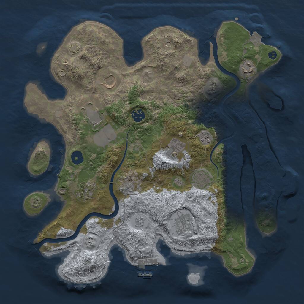 Rust Map: Procedural Map, Size: 3500, Seed: 943309933, 15 Monuments