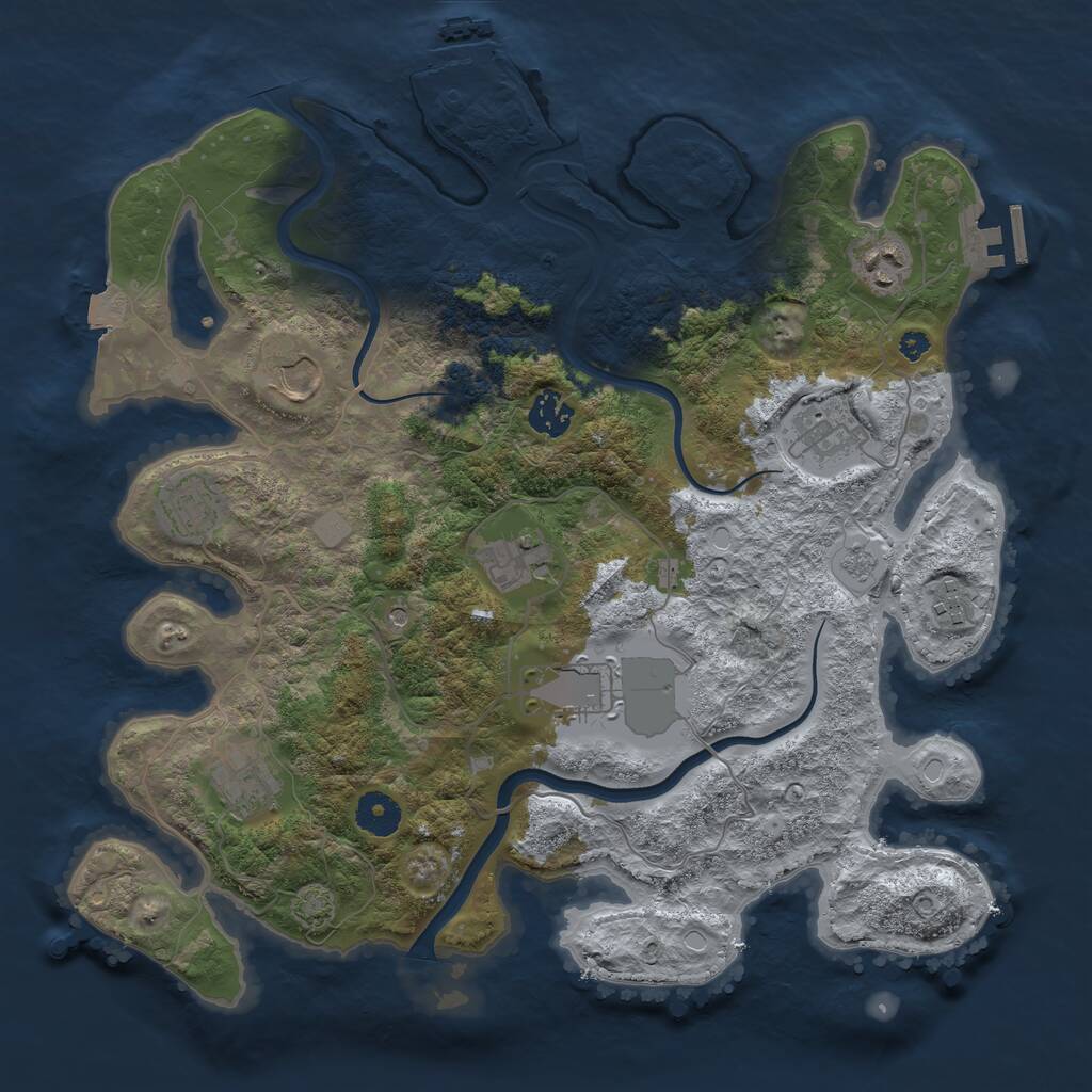 Rust Map: Procedural Map, Size: 3700, Seed: 253932239, 15 Monuments