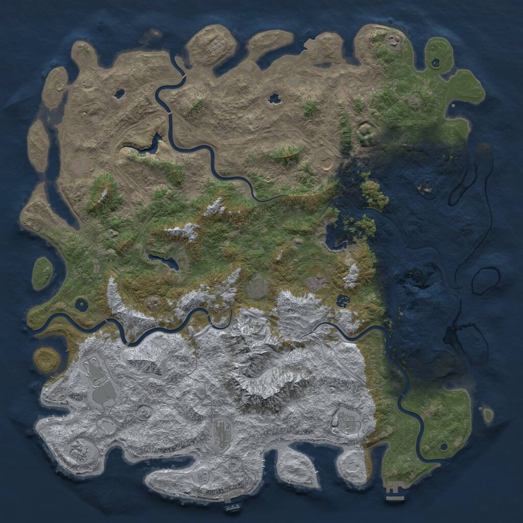 Rust Map: Procedural Map, Size: 6000, Seed: 247926301, 17 Monuments