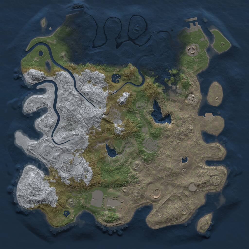 Rust Map: Procedural Map, Size: 4000, Seed: 1401077342, 15 Monuments