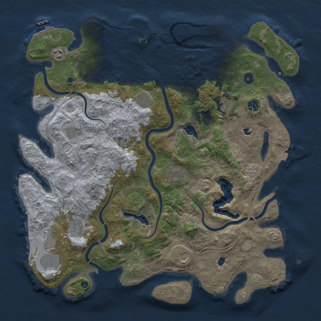 Rust Map: Procedural Map, Size: 4500, Seed: 1921695668, 16 Monuments