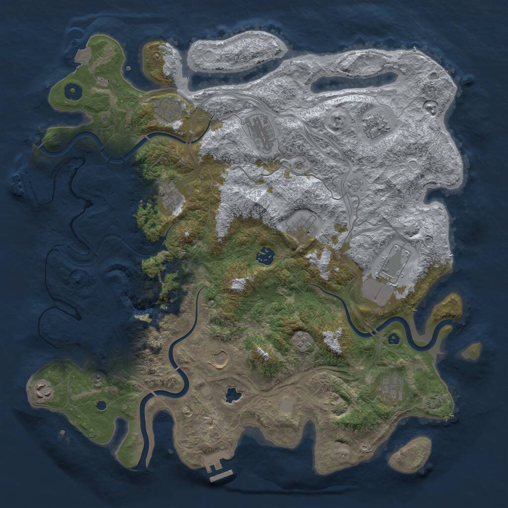 Rust Map: Procedural Map, Size: 4300, Seed: 1164356320, 17 Monuments