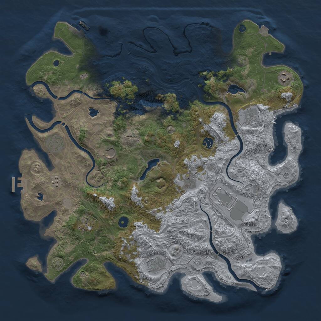 Rust Map: Procedural Map, Size: 4500, Seed: 24689, 16 Monuments