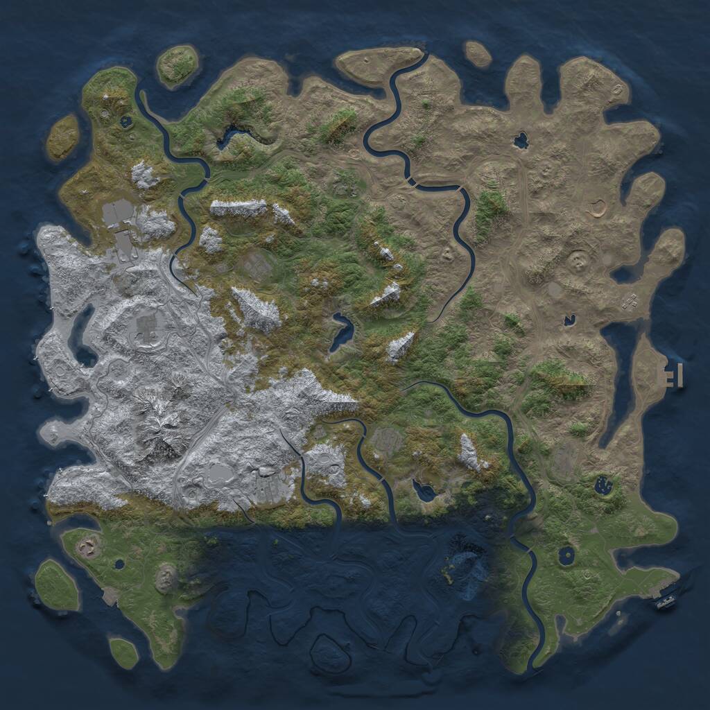 Rust Map: Procedural Map, Size: 6000, Seed: 1709548021, 17 Monuments