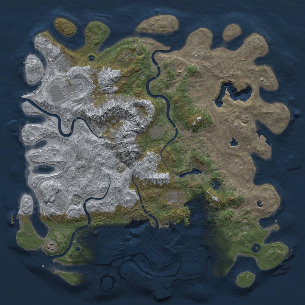 Rust Map: Procedural Map, Size: 5000, Seed: 1946973075, 17 Monuments