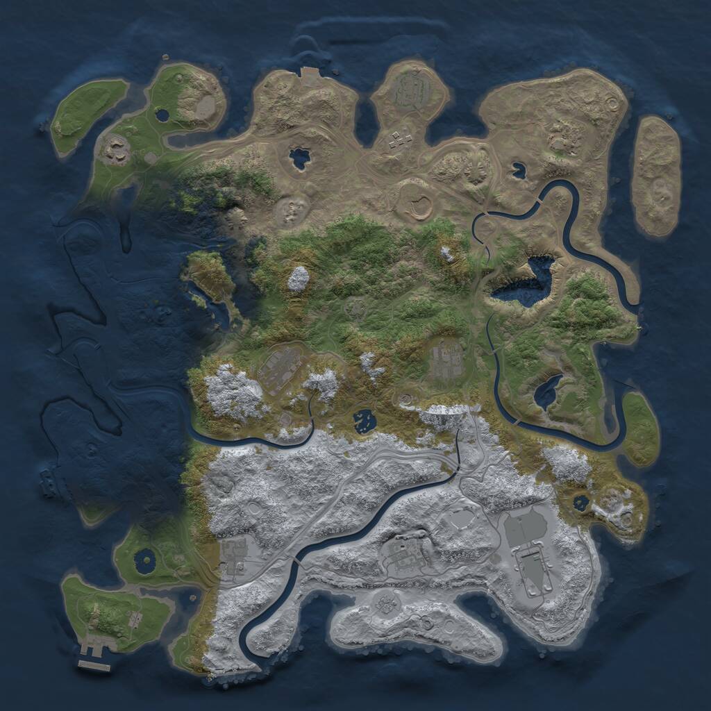Rust Map: Procedural Map, Size: 4500, Seed: 5332, 17 Monuments