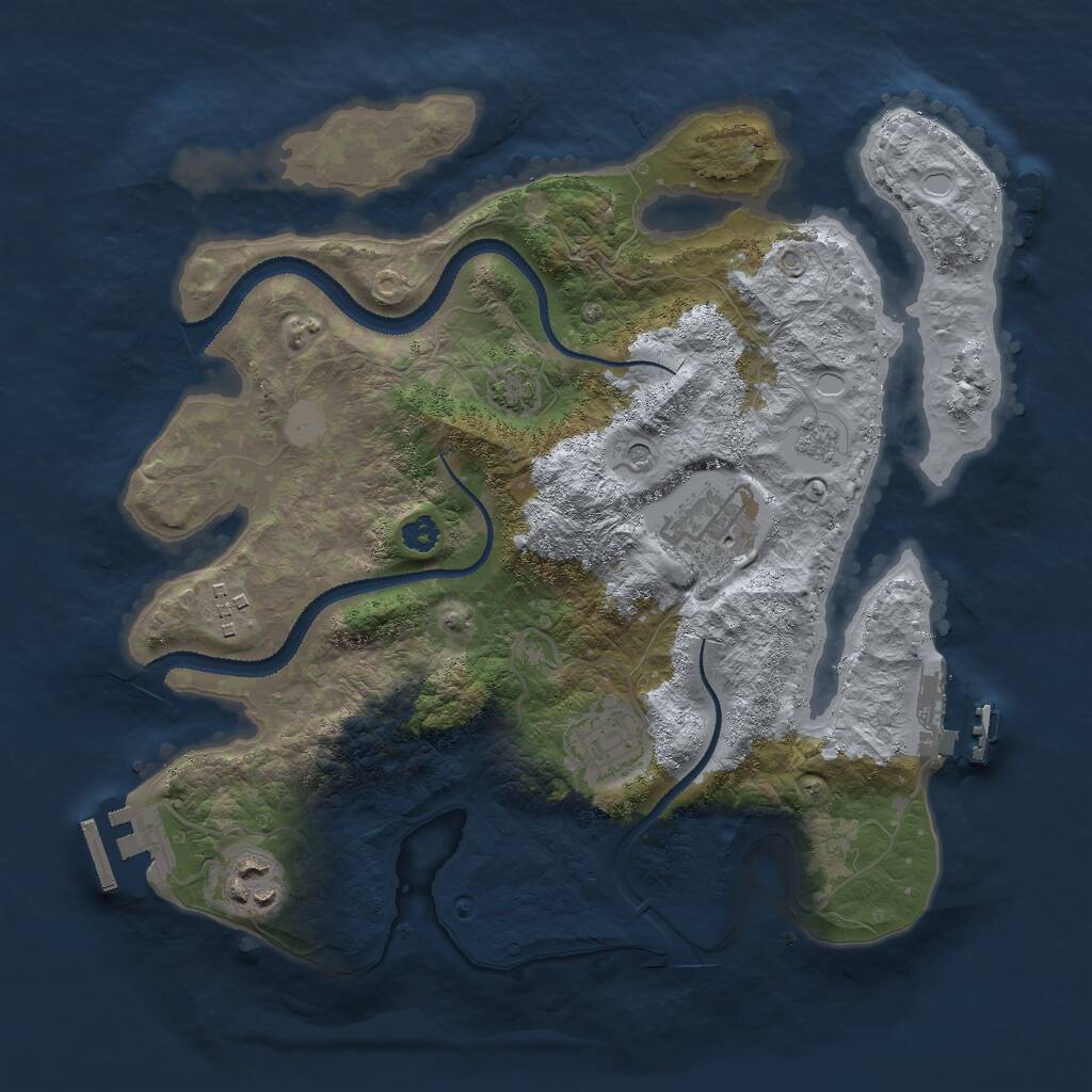Rust Map: Procedural Map, Size: 3000, Seed: 1888376643, 10 Monuments