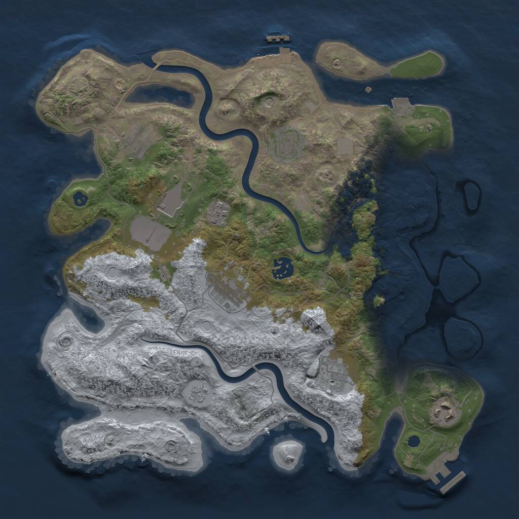 Rust Map: Procedural Map, Size: 3500, Seed: 1145321, 14 Monuments