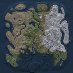 Thumbnail Rust Map: Procedural Map, Size: 4300, Seed: 909874445, 17 Monuments