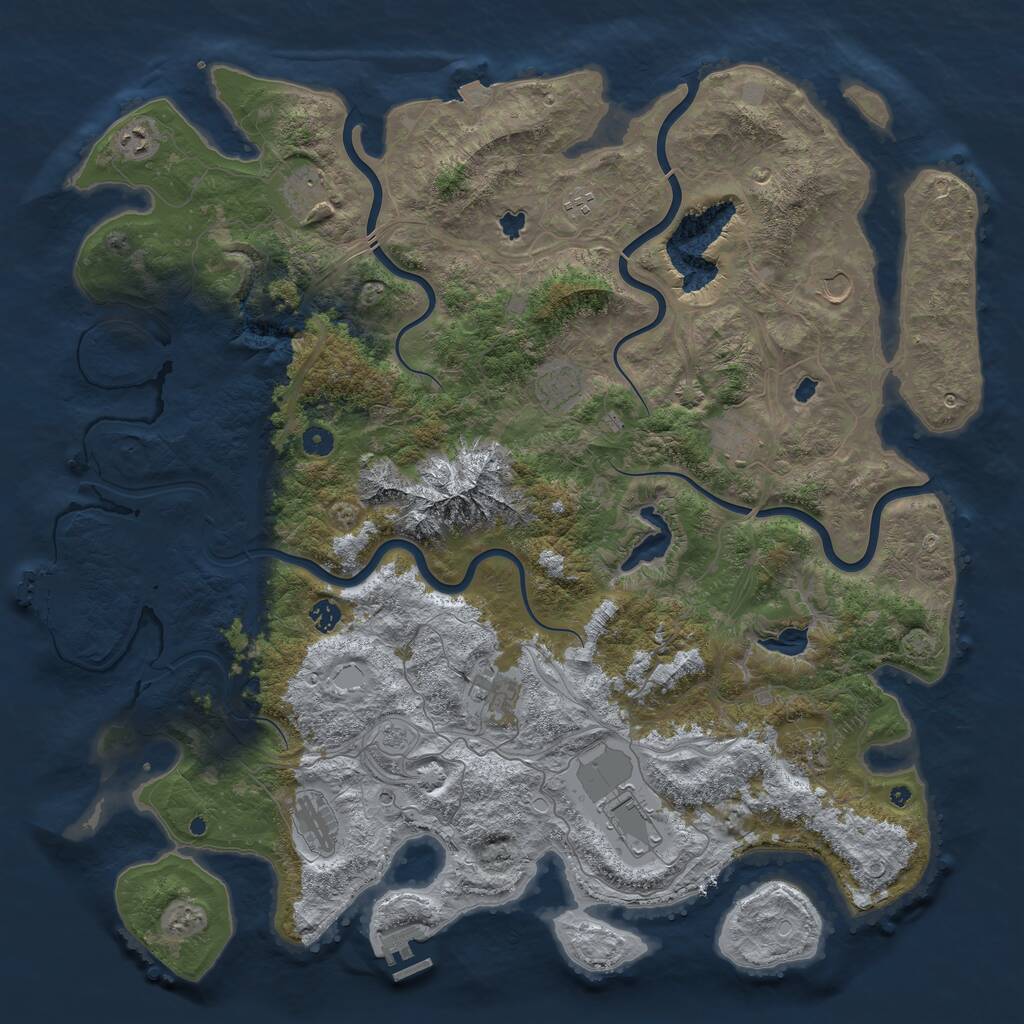 Rust Map: Procedural Map, Size: 5000, Seed: 1076650247, 17 Monuments