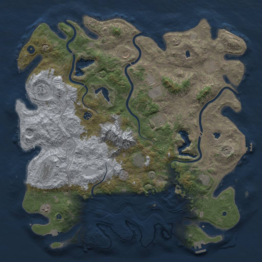 Rust Map: Procedural Map, Size: 5000, Seed: 1640482439, 17 Monuments