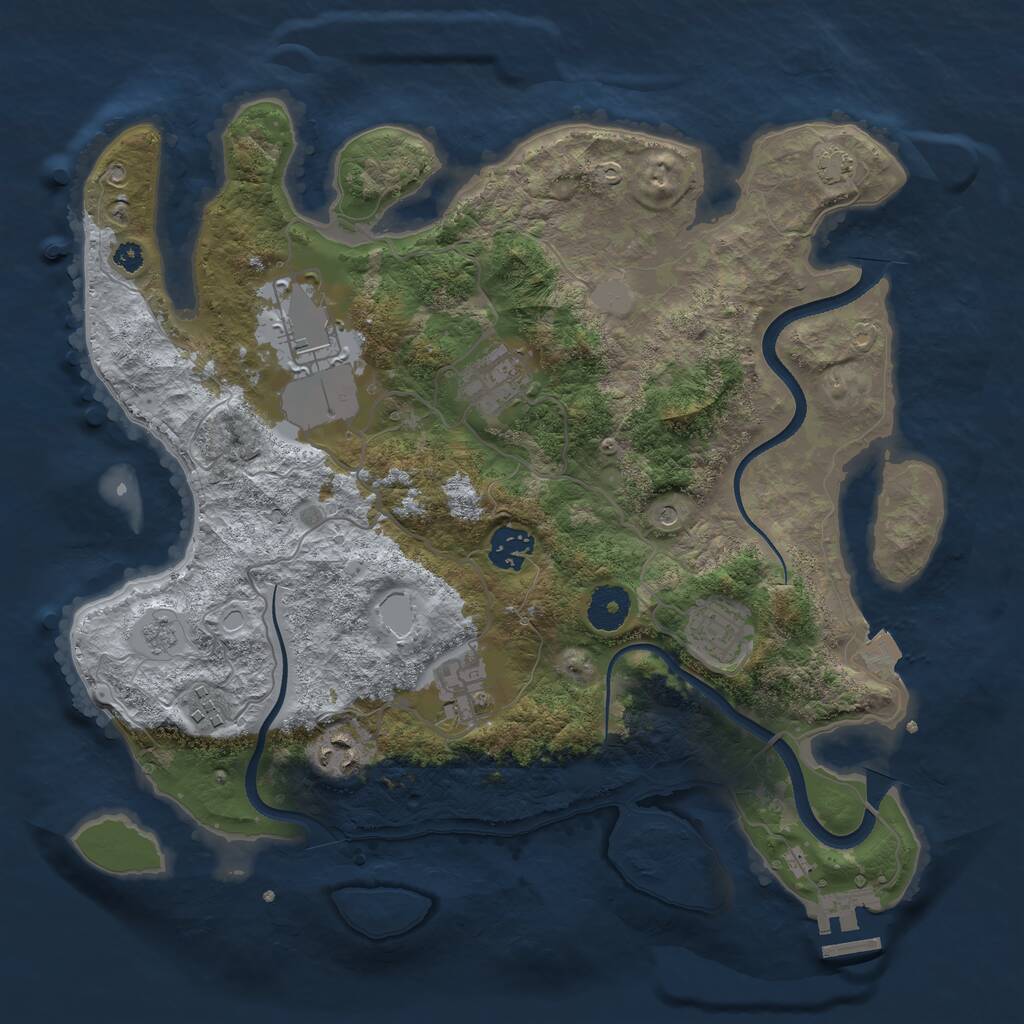 Rust Map: Procedural Map, Size: 3500, Seed: 1783285219, 12 Monuments