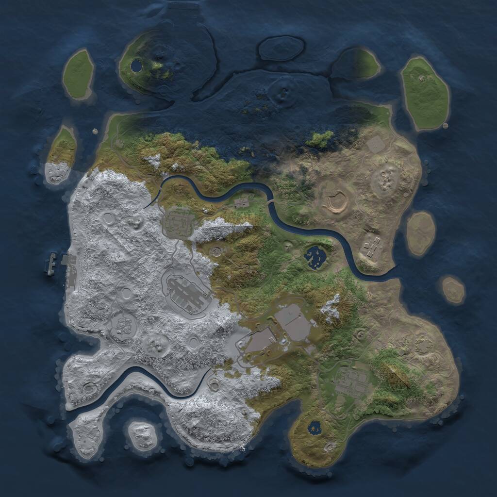 Rust Map: Procedural Map, Size: 3500, Seed: 79831, 13 Monuments