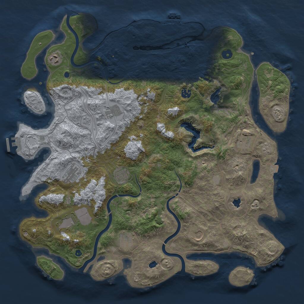 Rust Map: Procedural Map, Size: 4500, Seed: 748400331, 16 Monuments