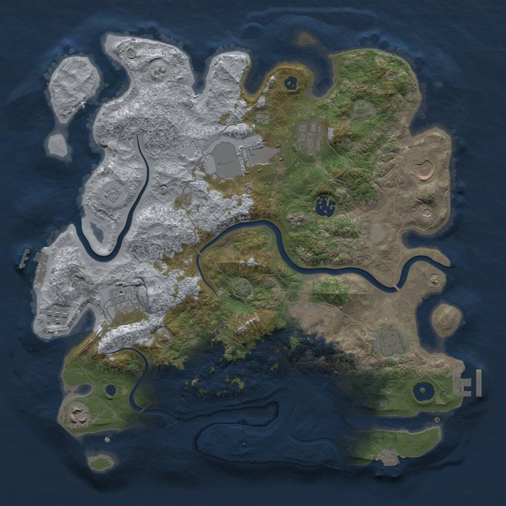 Rust Map: Procedural Map, Size: 3750, Seed: 1330486393, 15 Monuments