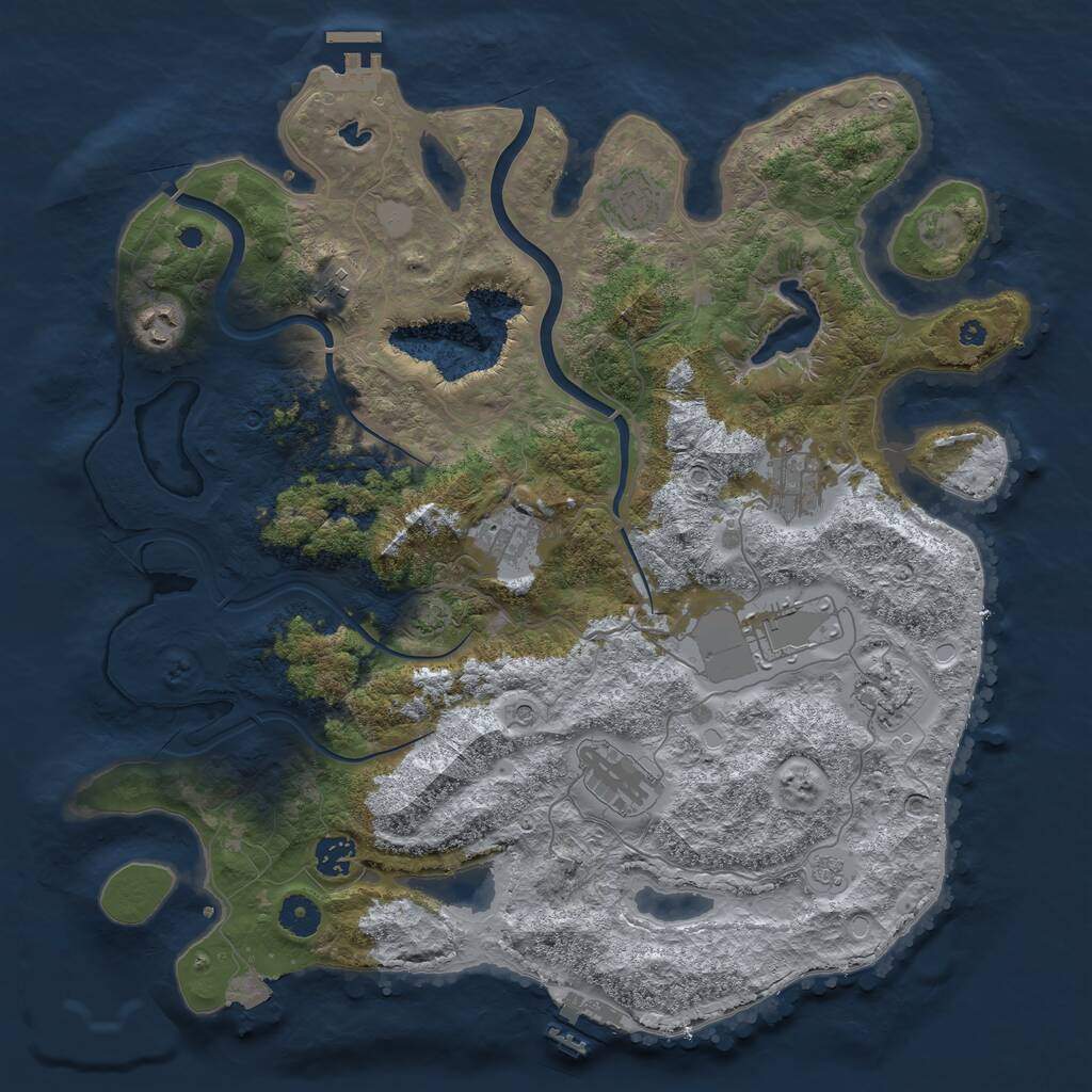Rust Map: Procedural Map, Size: 4000, Seed: 312731234, 15 Monuments